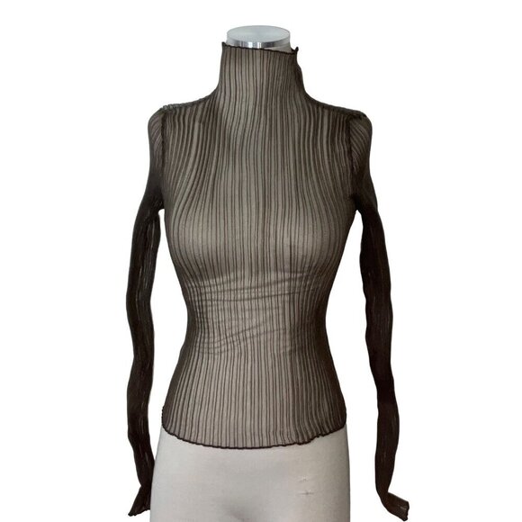 Aisling Camps Modern Mist Turtle Neck Top in Smoke Medium New Womens Blouse - Picture 6 of 17